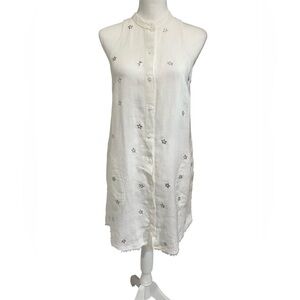 Cloth & Stone 100% Linen white Starry Night Button Down Tunic Dress Small